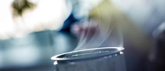 Steam coming from a glass.