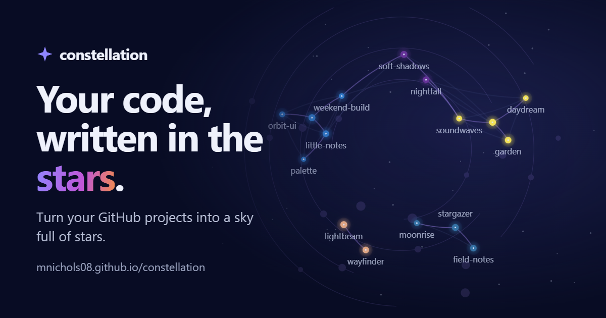 Constellation — your GitHub projects as a sky full of stars